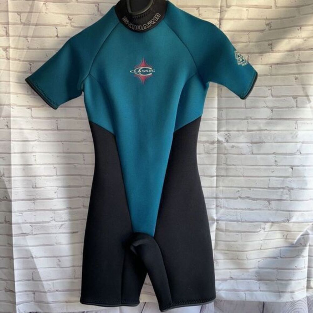 SKI-WARM Teal Neoprene‎ 2/2MM SHORTY WETSUIT Surf Gear Water Beach Women's 4